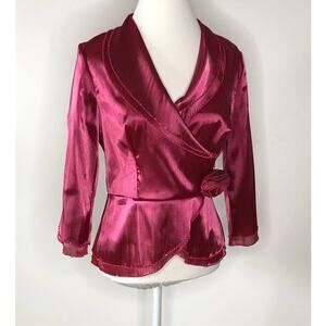 Cachet Jacket 12 P Beaded Magenta Wrap Style Back Zip